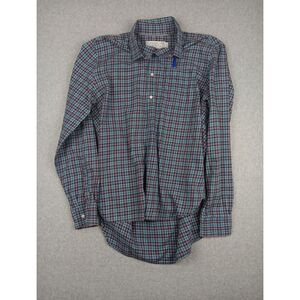 SHIPLEY & HALMOS Men's Button Down Shirt in Blue Red Plaid w/ Pen pocket Size‎ M